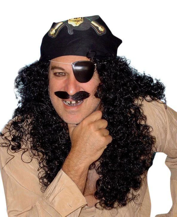 Carnival Products Captain Hook Wig Black Curly Pirate Costume Accessory Mens 3 Carnival Products Captain Hook Wig Black Curly Pirate Costume Accessory Mens