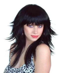 Carnival Products Retro Long Layered 70's Black Costume Wig Fancy Dress