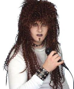 Carnival Products Mens Rockstar Brown Mullet Costume Wig 80's